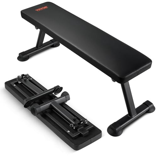 VEVOR Banc de musculation pliable, banc plat d'entraînement, capacité de charge extrême 454 kg, pour l'entraînement complet du corps, la musculation polyvalente et l'exercice des muscles abdominaux
