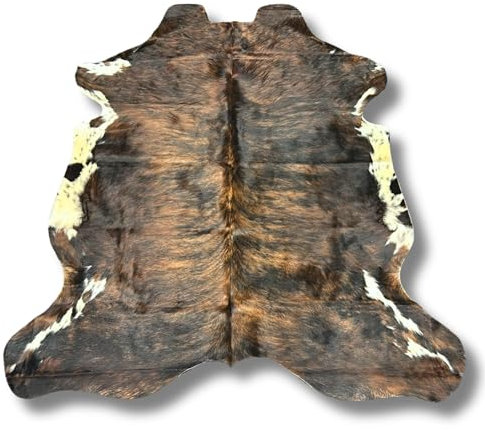 ArtisanCowhides Tappeto in pelle bovina tricolore tigrato, ideale per casa, camera da letto, soggiorno, decorazione occidentale, tappeto in pelle di mucca, dimensioni: L (1,8 m - 1,8 m x 1,5 m)