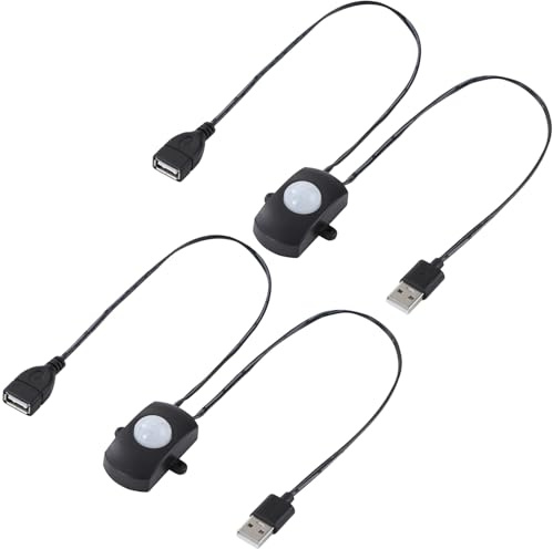 Greluma 2 St DC 5-24V 2A Mini PIR Rörelsesensor Switch Beläggningssensor Switch för DIY LED belysning, PIR Infraröd Rörelsesensor Detektor Automatisk med USB port