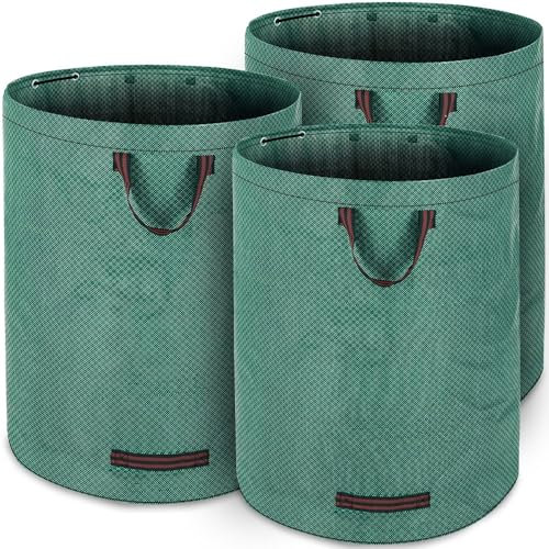 GARDEBRUK® 3x Sac de jardin 280 L par sac charge max. 50kg doubles coutures 3 poignées sac de déchets vert végétaux herbes feuilles ordures