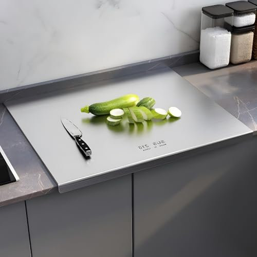 Tabla de Cortar de Acero Inoxidable para Cocina, Bloque de Carnicero Grande para trinchar Carne, Cortar Verduras, quesos y Pan, Duradera y Protege la encimera (120 x 58 cm).