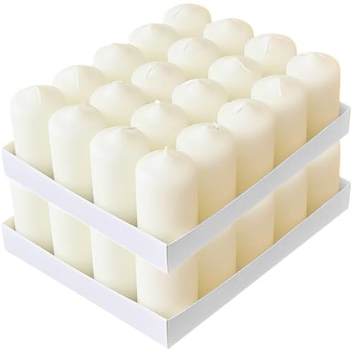 Horeca Candles - Candele a Colonna Avorio - Ø 4 x 7 cm - Set da 40 Candele Decorative - Lunga Durata 12 Ore - Cero Inodore - Cera di Paraffina