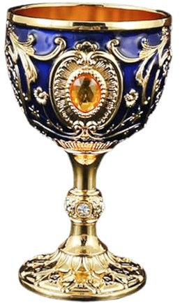 Sharplace Cáliz Decorativo de Metal para Agua, Ideal para champán y cócteles en Celebraciones, Dorado Azul Profundo, Individual