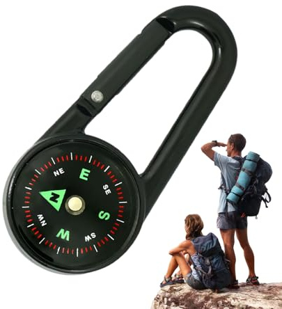 Bussola Con Moschettone - Bussola Portachiavi Con Clip, Piccola Bussola Portatile | Strumento Di Sopravvivenza Compatto Per Escursioni In Montagna, Campeggio Estremo, Attività Outdoor, Accessorio