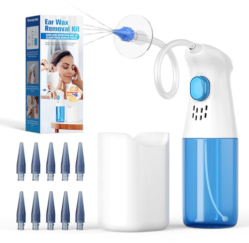 Lvozize Nettoyeur d'oreille électrique, Rechargeable Kit Nettoyage des Oreilles avec 4 Modes et 10 Embouts Auriculaires, Outil de Nettoyage d'oreilles pour Usage Domestique Enfants Adultes