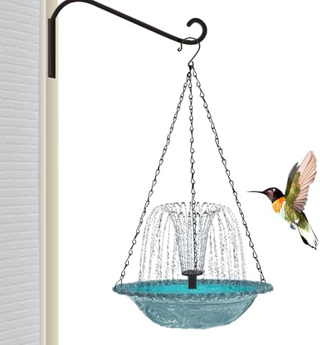 Baño De Pájaros con Fuente | Fuente De Agua con Energía Solar - Decoración Jardín Colgante para Amantes La Naturaleza Y Vida Silvestre En Patio Terraza O Exterior