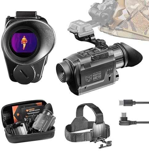 Nightfox Arctic Thermal Night Vision Monocular, Head or Helmet Mounted, Low Latency 50fps Thermal Camera, IP65 Waterproof, 24° FOV, 256 * 192 Resolution