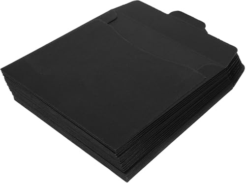 SOPOTUTU 20 Fundas de Papel Kraft Negro para CD y Dvd, Bolsas Resistentes para Almacenaje y Protección de Discos en Embalaje Elegante
