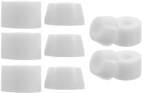Healvian 10pcs White Pu Shock Absorbers for Quad Roller Skates, Double-row Skateboard Bushings with 5 Cones and 5 Cylinders, Impact Resistance Pads for Roller Skate Accessories