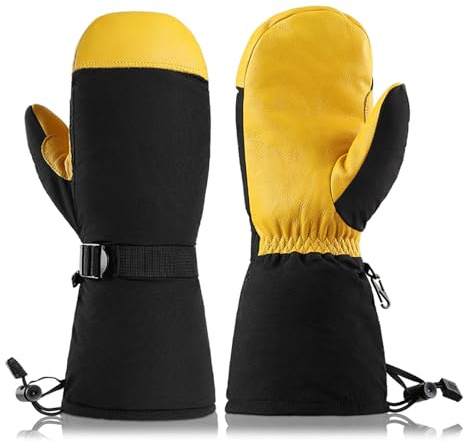 Kaeltsyn Guanti da sci unisex con cinturino da polso regolabile, antivento, freddo, snowboard, snowboard per uomini e donne