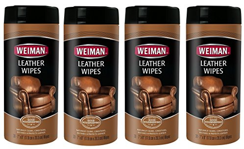 Weiman Leather Wipes - Clean and Condition Car Seats, Shoes, Couches and More - 30 Count (4 Pack)