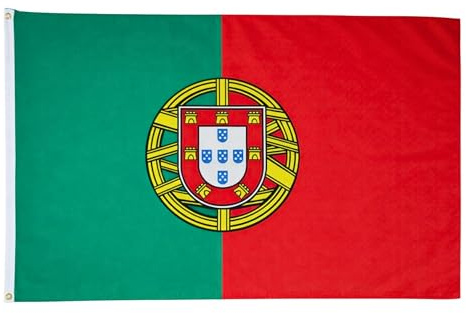 Portugal Flag 5ft x 3ft with Brass Eyelets – Polyester Portuguese Flag Banner for Football Matches, Fan Parties, Home & Garden Display