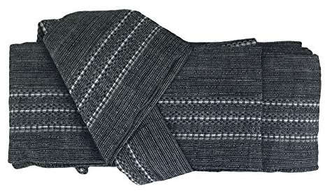 ZooBoo Japanese Kimono Obi Belt - Mens Traditional Vintage Waist Judo Wrap Waistband Pattern (Gray)