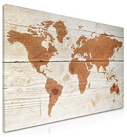Navaris Magnetic Dry Erase Board - 16 x 24 inches Decorative White Board for Wall with Design, Includes 5 Magnets and Marker - World Map