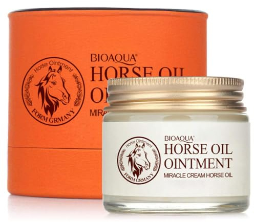 BIOAQUA Horse Oil Ointment Miracle Moisturizing Cream Anti-Aging Nourishes Rejuvenation Hydrating Facial Ointment for Dry Skin Lightweight Fast Absorbing Improves Skin Elasticity 70g / 2.47oz