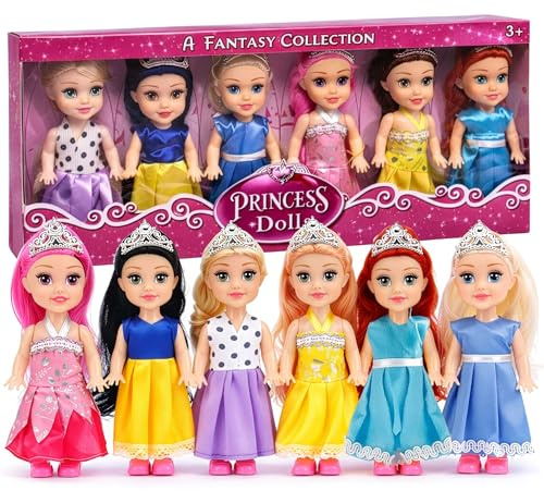 Liberty Imports Little Royal Princess Toddler Dolls with Dresses, Girls Imaginative Pretend Play Small Dolls Party Favors Collection (Princess)
