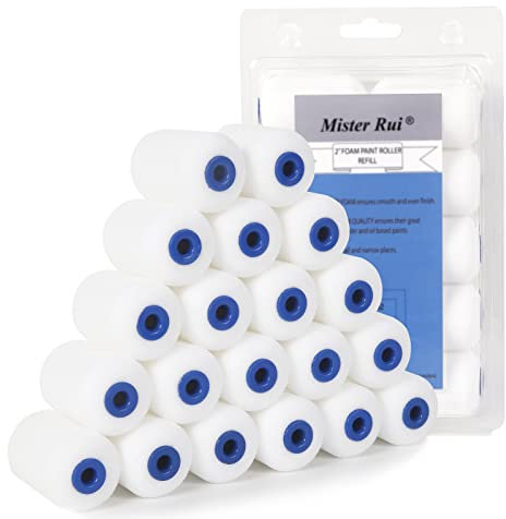 Mister Rui Foam Paint Roller Cover, 2 Inch Sponge Paint Roller Sleeve, Mini Roller Cover for Furniture Painting and Renovating, 2 (50.8MM), Pack of 20