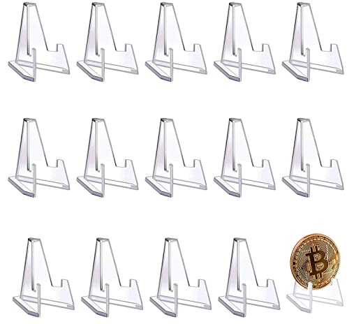 Ericrise 15 stycken myntställ ställ, mini transparent akryl staffli valuta staffli hållare multifunktionell display stativ för märken medaljer utmaning mynt