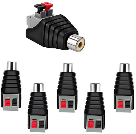 VIEVRE 6 Stücke Cinch Adapter, Adapter Terminalblock, Schraubbarer Cinch Stecker, Lautsprecher Stecker, Cinch Stecker Schraubbar für AV Video Audio Signalübertragung