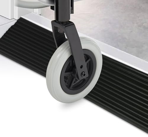 Forhandy Ausgleichsprofil, Silikon Türschwellenrampe,1.8cm Hohe Rampe für Türschwellen Silikon Schwellenrampe Selbstklebende rutschfeste Mobilitätsrollerrampen (Black)