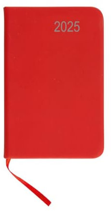 Taschenkalender 2025 / ca DIN A7 / mit PU Einband / Farbe: rot