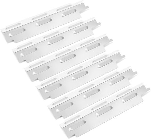 GFTIME Lot de 6 cache-brûleurs en acier inoxydable 35,5 cm pour barbecue à gaz EL Fuego Dayton 4 brûleurs, Broil-Master 4 + 1, répartiteur de flamme, accessoires pour barbecue