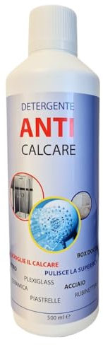 Detergente Anticalcare Concentrato, 500 ml, Rimuove Incrostazioni, per Vetri, Piastrelle, Acciaio e Rubinetti