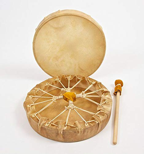 Tamburo sciamanico da 46 cm, suono profondo e morbido, pelle di bufalo, fatto a mano sciamanico, realizzato a mano, tamburo a percussioni, medicina guarigione, meditazione yoga, celebrazione eventi +