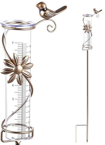 Gulfmew Pluviómetro para Jardín Pluviómetro para Decoración de Jardín Resistente a Las Heladas Regalo para los Amantes de la Jardinería. para Patio, Terraza, Césped, Paisajismo