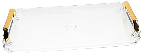 Cabilock Bandeja Tray Plato Servicio rectángulo café Lámina Escritorio Inoxidable Accesorios de Taza de té Suministro de Frutas Suministros de Taza de té el plastico Transparent