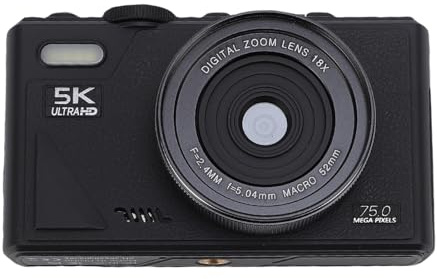 Caméra Numérique 5K 75MP avec WiFi et 18x ​​Zoom, Appareil Photo de Autofocus de 3 Pouces pour Youtube, Appareil Photo de Voyage Portable pour Les Débutants avec Détection de