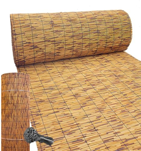 Generico Naturale Canne Recinzione, Protezione Solare bambù Stuoia, Blackout Bamboo Recinzioni, Canne di Bambu per Esterno Giardino Balcone Recinzioni E Decorazioni(60 * 300cm)