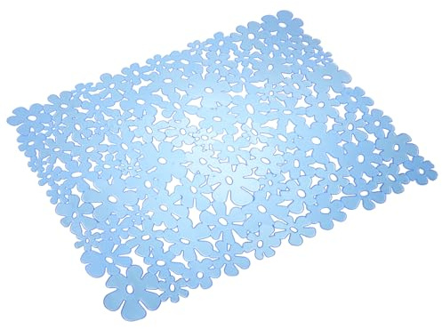 EPIGEIST Fast Draining Kitchen Sink Mat Non Slip PVC Protector for Dish Drying Glassware Plates Multi Purpose Countertop Pad Easy Clean Hollow Design Blue