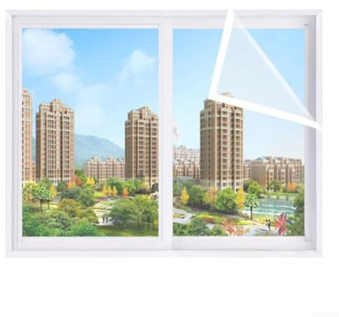 Film isolant transparent coupe-vent pour fenêtre avec matériau PE, forte adhérence, imperméable, design élastique pour maintenir la chaleur et bloquer efficacement la poussière (120 x 180 cm)