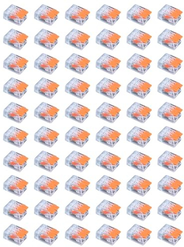Verazquy Quick Connector for Wiring Terminals, 60PCS 2-Port Compact Splicing Connector Press Type Terminal Block for 0.2-4.0mm² Cable Soft and Hard Wires