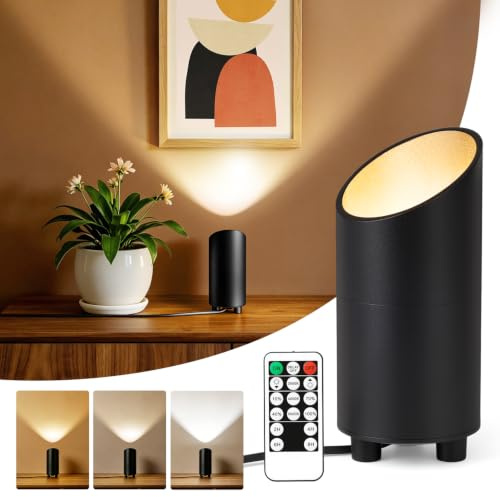 Bonsery LED Bodenstrahler Innen 7W, 3 Farbtemperaturen & Dimmbar Uplight Spot mit Fußschalter & Fernbedienung, Indirekte Beleuchtung Wohnzimmer Timer für Innenräume Pflanzen Wände Wohnzimmer, Schwarz