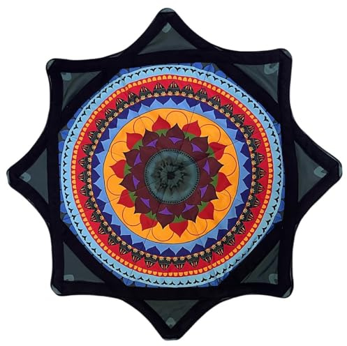 Tissu Rotatif de 61 cm – Jouet de Cirque Facile à Faire Tourner Les Doigts avec Motifs vibrants imprimés sur Les côtés, Motif Cachemire, Style étoile, Ultra léger et Portable for débutant(F)