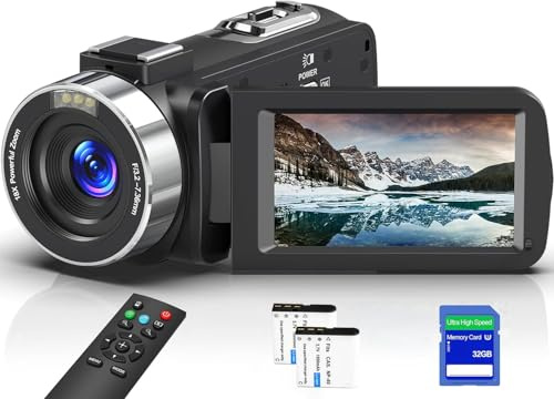 Caméscope 8K 64MP Caméra Vidéo Zoom Numérique 18X Caméra pour Youtube