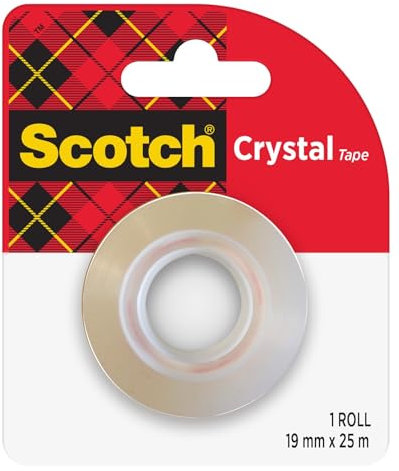 Scotch Crystal Ruban Adhésif Transparent, Recharge de 1 rouleau, 19 mm x 25 m - Ruban Adhésif Transparent à Usage Général pour l'Ecole, la Maison et le Bureau