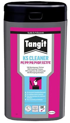 Tangit KS-Cleaner Reinigungstücher, Rohrreiniger für Kunststoff-Schweißverbindungen aus PE/PP/PB/PVDF, Kunststoffreiniger gewährleistet sichere Schweißung, 100 Tücher