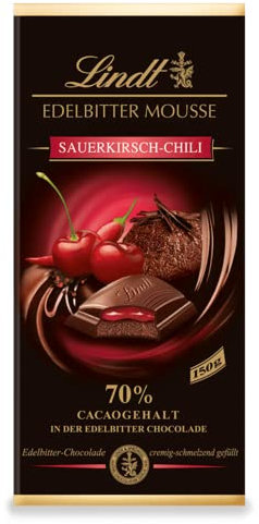 Lindt Schokolade Mousse Tafel | Edelbitter Mousse Sauerkirsch-Chilli | 13 x 150 g