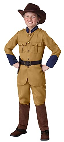 Boy's Teddy Roosevelt Costume, Jacket, Pants, Hat, Belt with Holster, and Boot Tops X-Large
