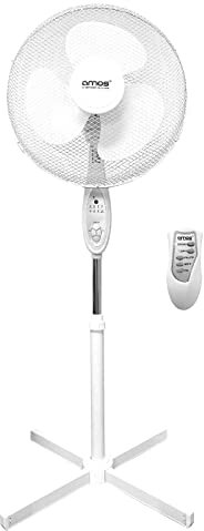 AMOS 16 Inch Pedestal Fan with Remote Oscillating Control 3-speed Settings Adjustable Height Portable Indoor Cooling Solution