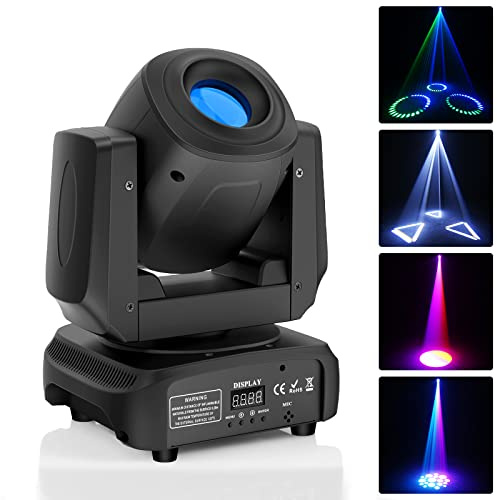 UKing Cabeza Movil LED 100W Luces DJ RGBW 8 Patrón 8 Color DMX512 Iluminación de Escenario Spot luces de Discoteca para Bar Club Fiesta Disco Boda