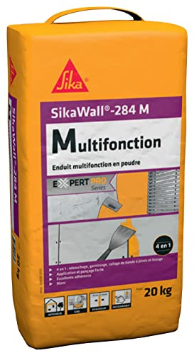 SIKA - Enduit multifonction en poudre - SikaWall-284 M blanc - Lissage, rebouchage, collage de bandes à joints - Murs et plafonds intérieurs - 20 kg