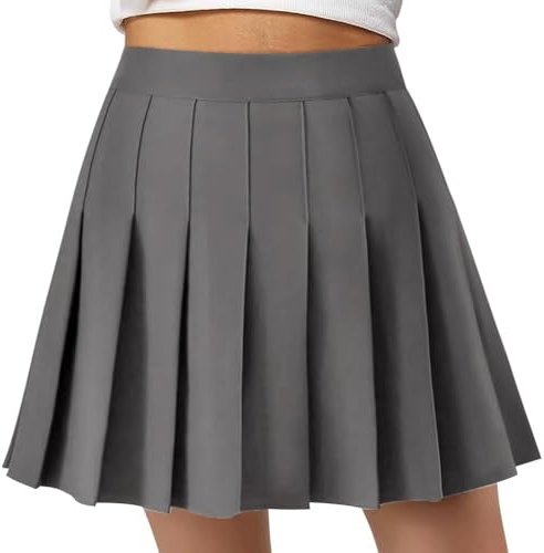 DRESHOW Mini Gonna a Pieghe Casual Svasata Elastica di Base per Donna e Ragazze