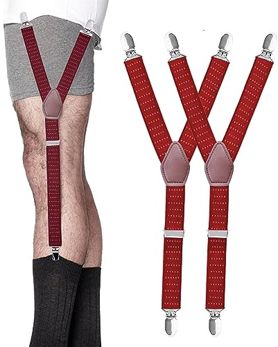 STAY GENT Shirt Stays Men 1 Paire Sujeta Camisas Hombre Tirante para Camisa Sujetador Camisa Hombre Ligas para Camisas Hombre con Non-Slip Bloqueo Abrazaderas a Mantener Camisa Remetida, Rojo