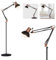 FIRVRE LED Stehlampe, Retro Metall Schwenkbare Stehleuchte, 3 Verwendungsmodi - Stehlampe&Schreibtischlampe&Clip-Lampe, E27 Architekten-Leselampe mit Druckschalter für Schlafzimmer Büro Studio
