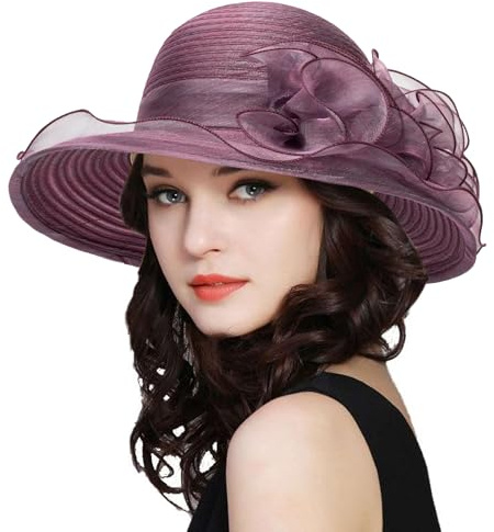 Tocado de Organza para Mujer, de Kentucky, para cóctel, Fiesta de té, Boda, Sombrero de Sol, Morado Oscuro, M