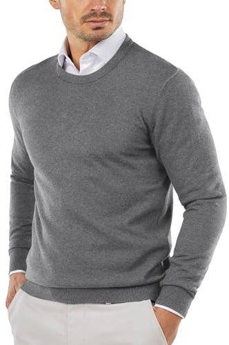 COOFANDY Maglioncino Uomo Girocollo Maglione Elegante Leggero Pullover Invernale Maglia Sweater da Uomo Grigio M